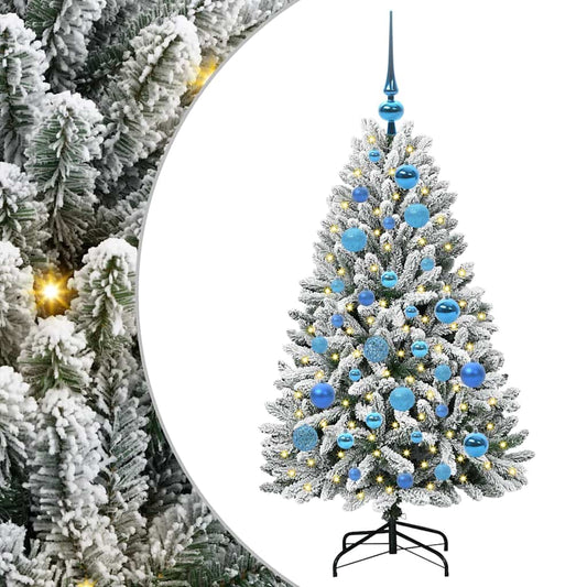 vidaXL Artificial Christmas Tree Green and White 120 cm PVC and Metal