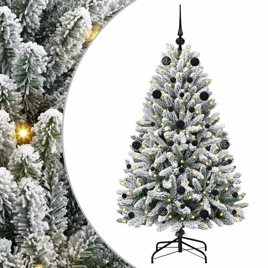 vidaXL Artificial Christmas Tree Green and White 150 cm PVC and Metal