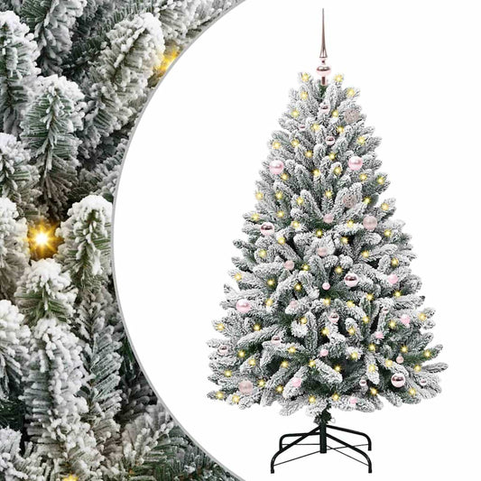 vidaXL Artificial Christmas Tree Green and White 150 cm PVC and Metal