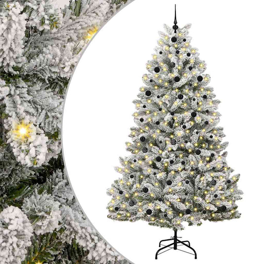 vidaXL Artificial Christmas Tree Green and White 240 cm PVC and Metal
