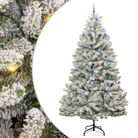 vidaXL Artificial Christmas Tree Green and White 300 cm PVC and Metal