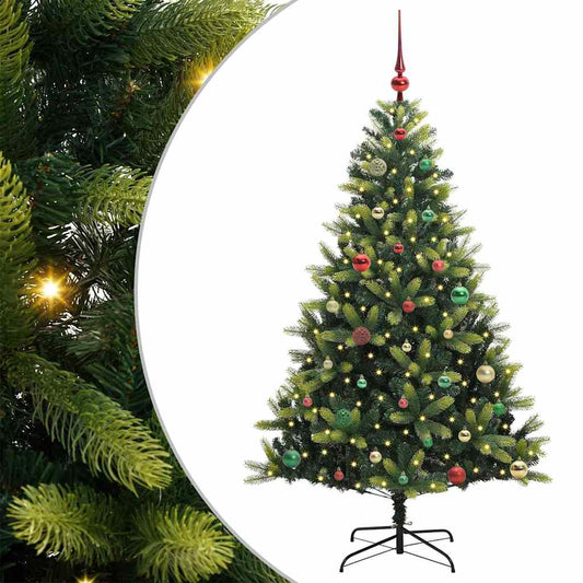 vidaXL Artificial Hinged Christmas Tree 150 LEDs Green 150 cm