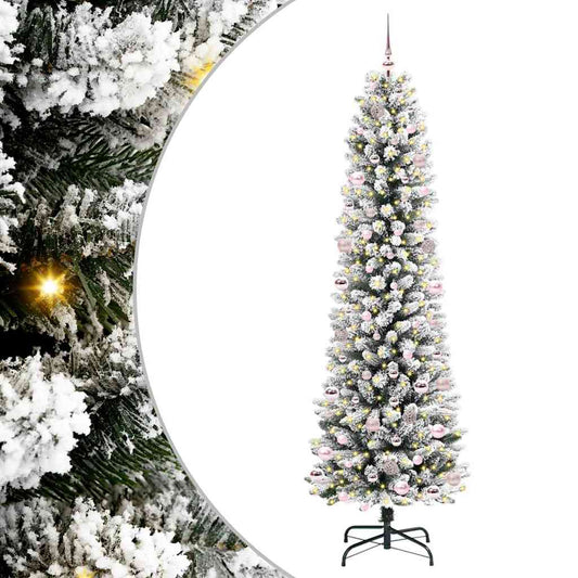vidaXL Artificial Christmas Tree with 300 LEDs with Stand White 240 cm
