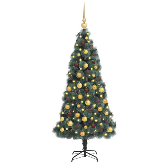 vidaXL Artificial Pre-lit Christmas Tree with Ball Set Green 210 cm