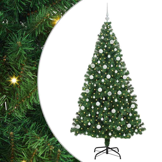 vidaXL Artificial Christmas Tree with 300 LEDs with Stand Green 210 cm
