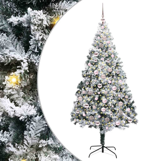 vidaXL Artificial Christmas Tree with 300 LEDs with Stand White 210 cm