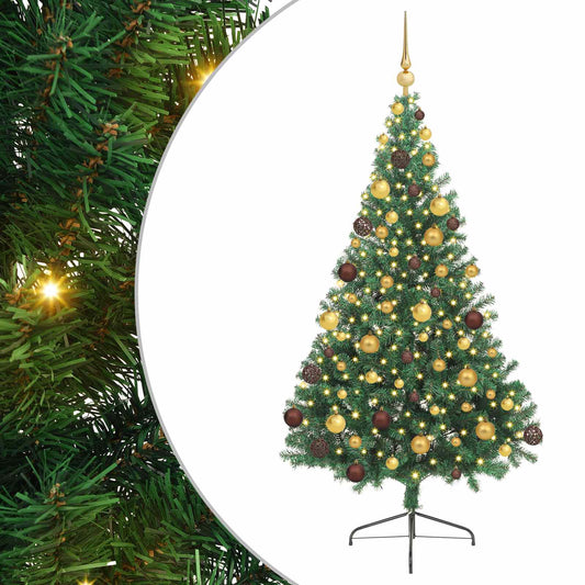 vidaXL Artificial Pre-lit Christmas Tree Green 180 cm PVC