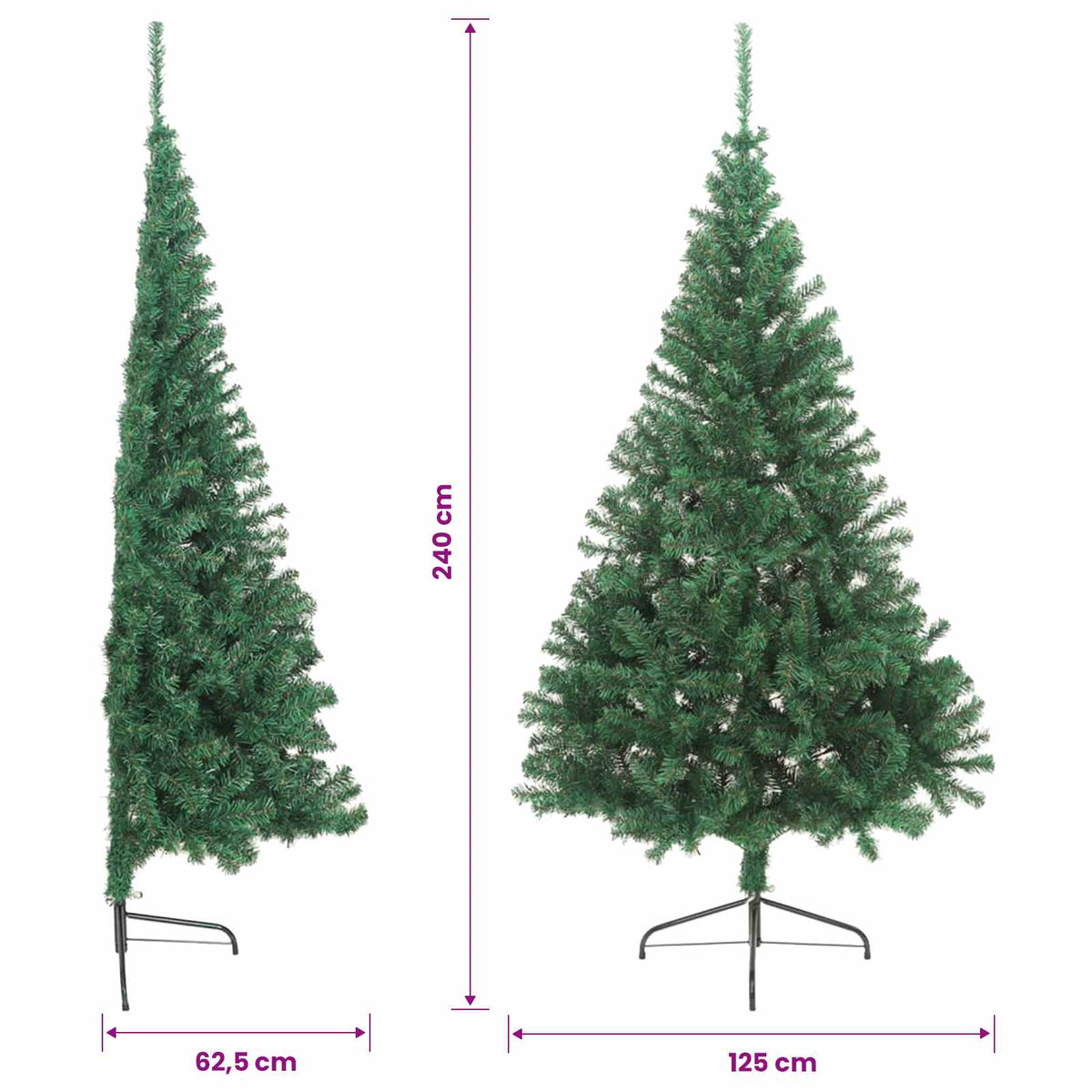 vidaXL Artificial Pre-lit Christmas Tree Green 240 cm PVC