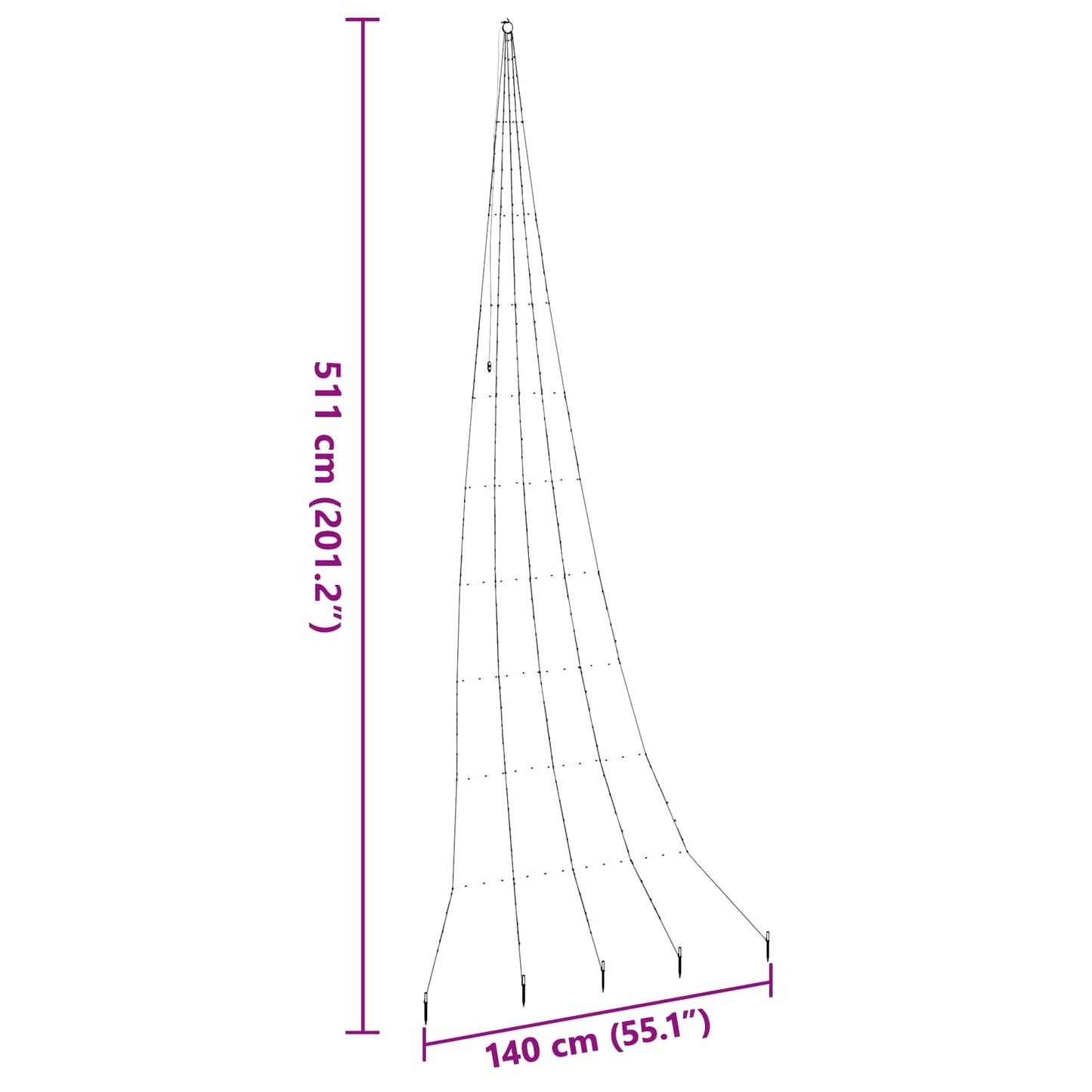 vidaXL LED Christmas Tree with Ground Spikes Cool White 511 cm Metal