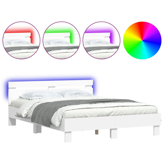 vidaXL Bed Frame with Headboard White 152 x 203 cm Engineered Wood