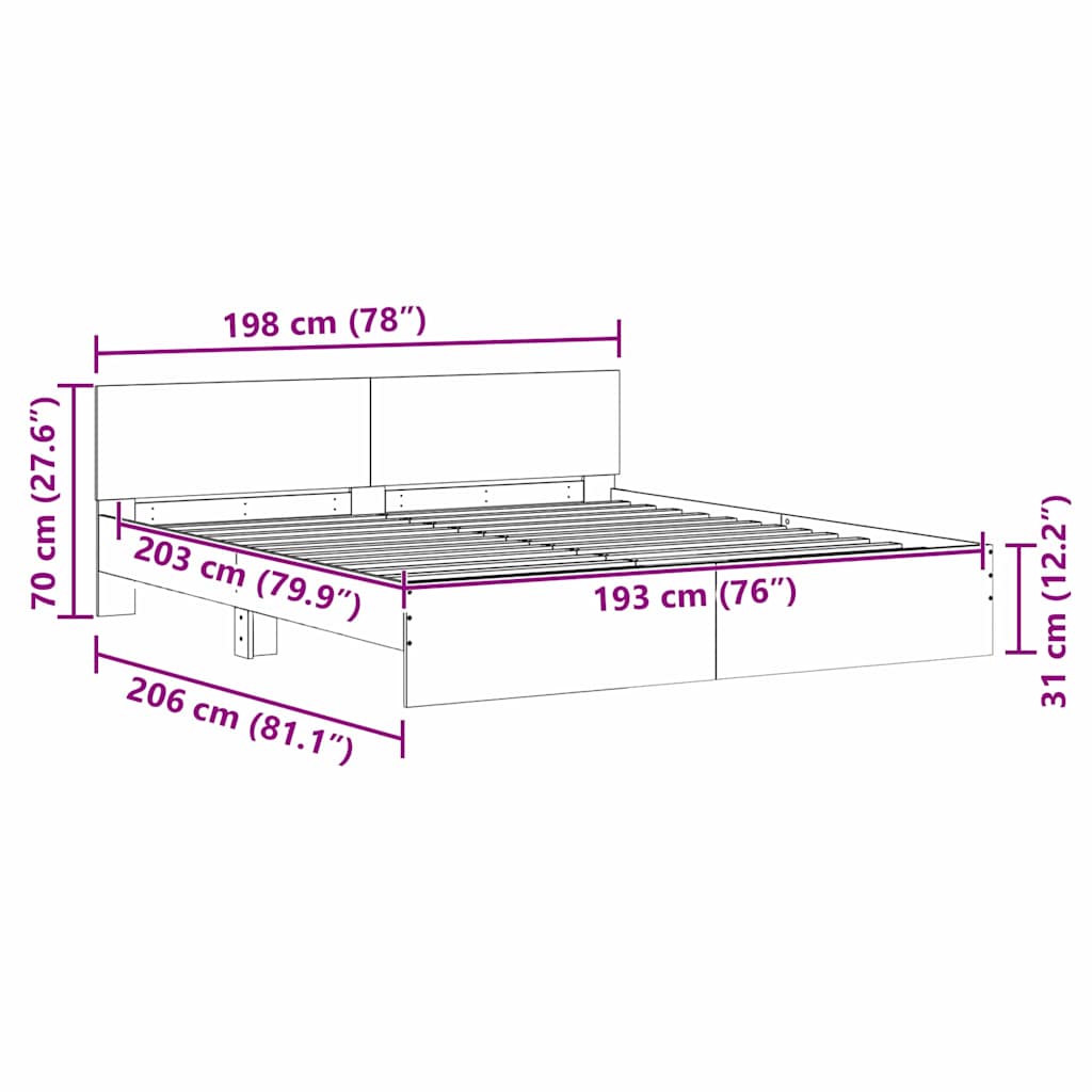 vidaXL Bed Frame 2 pcs White 193 x 203 cm Engineered Wood