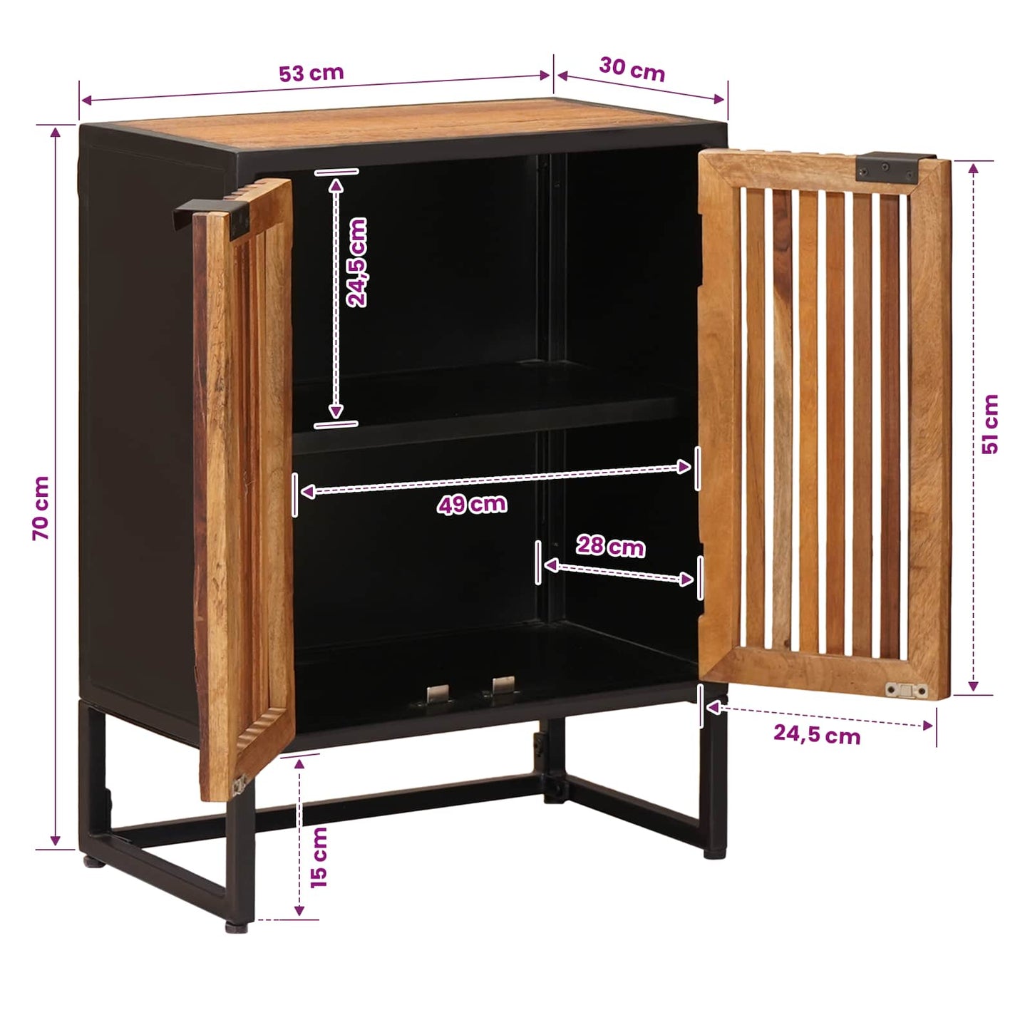 vidaXL Sideboard 53 x 30 x 70 cm Solid Mango Wood and Engineered Wood