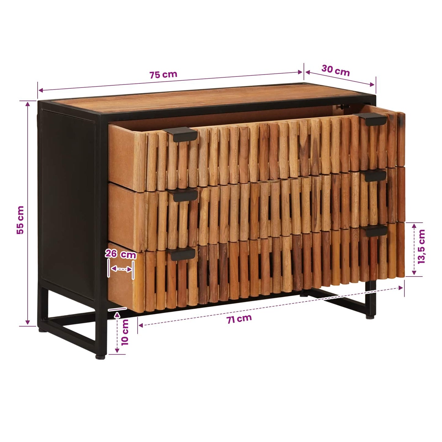 vidaXL Drawer Cabinet with Drawer 75 x 30 x 54 cm