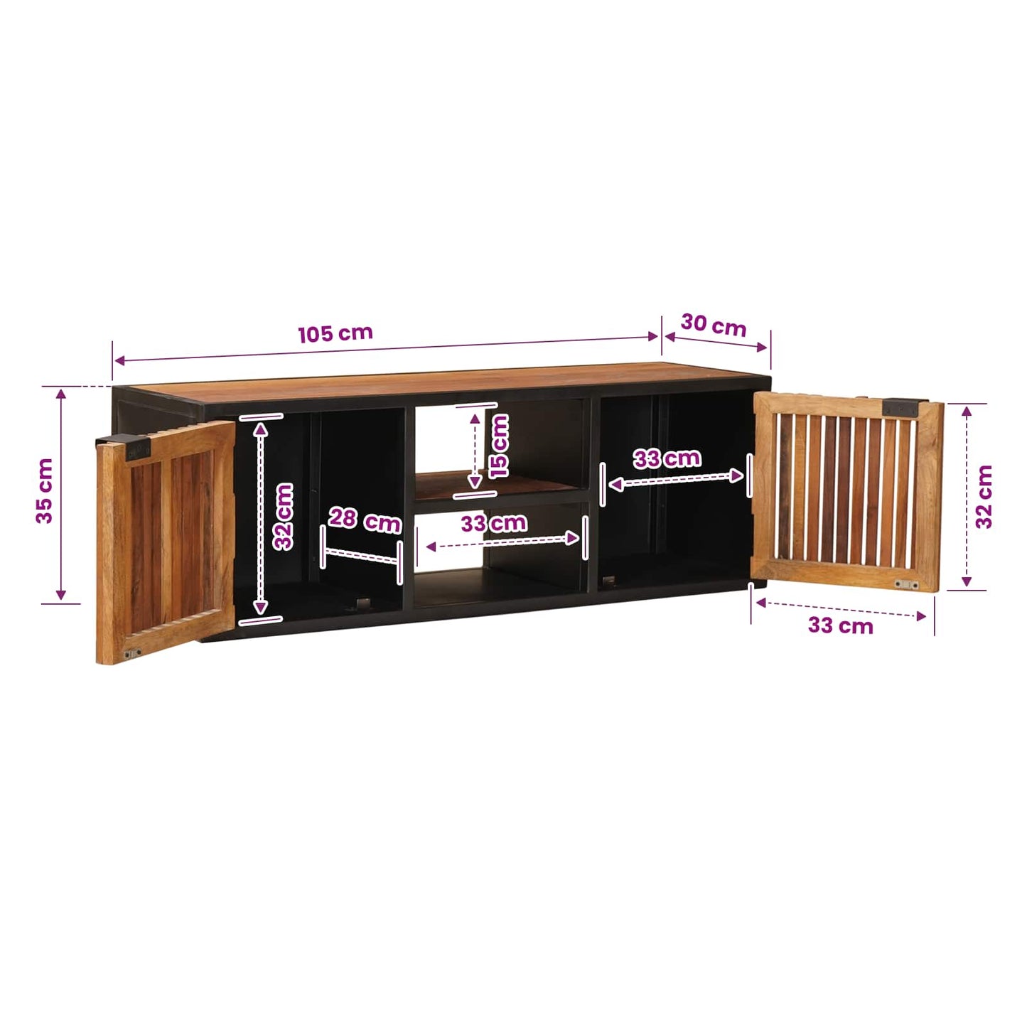 vidaXL Handmade TV Cabinet 105 x 30 x 35 cm Solid Mango Wood