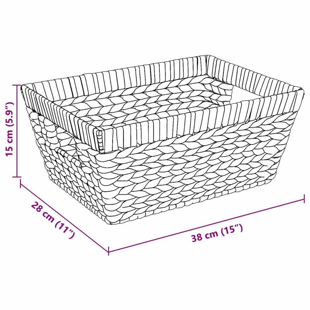 vidaXL Storage Baskets 2 pcs Natural 38 x 28 x 15 cm Water hyacinth