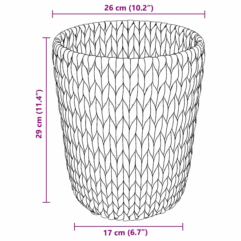 vidaXL Waste Paper Bins 2 pcs Natural 26 x 26 x 29 cm Water hyacinth