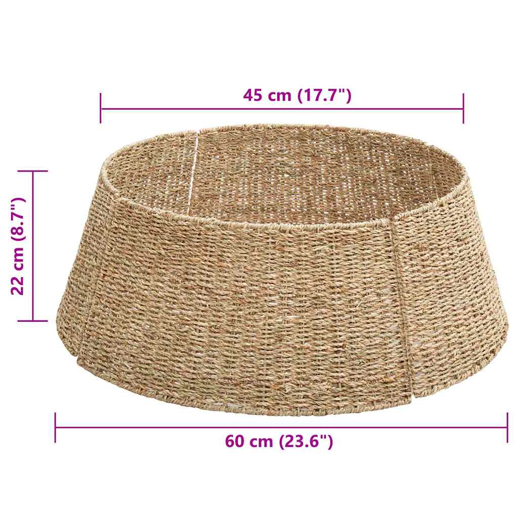 vidaXL Christmas Tree Collar Round Natural 60 x 60 x 22 cm Seagrass