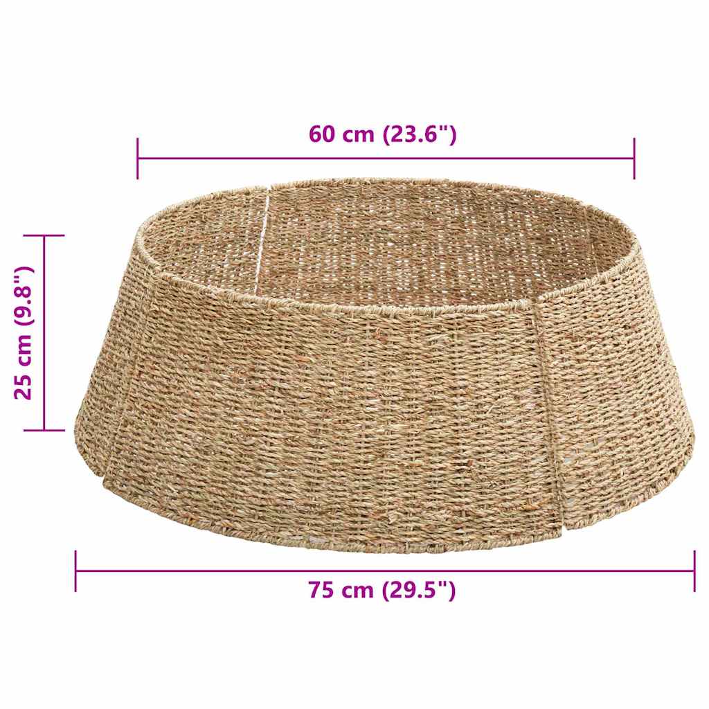 vidaXL Christmas Tree Collar Round Natural 75 x 75 x 25 cm Seagrass