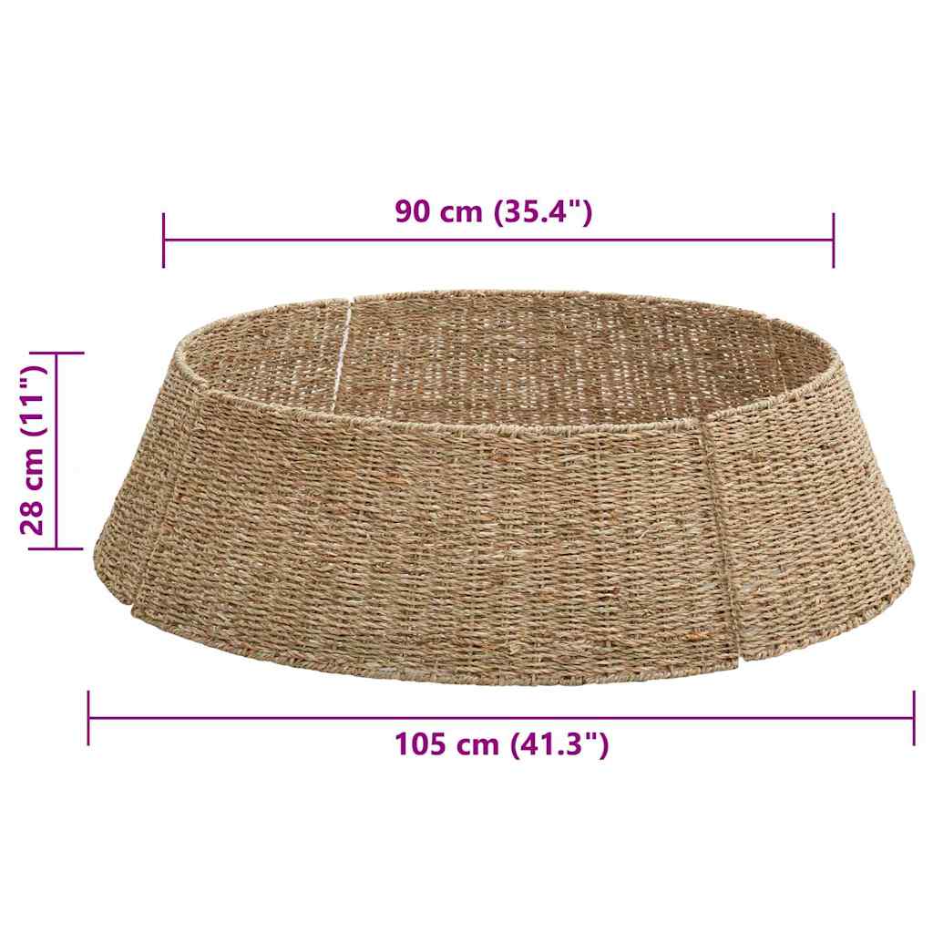 vidaXL Christmas Tree Collar Round Natural 105 x 105 x 28 cm Seagrass