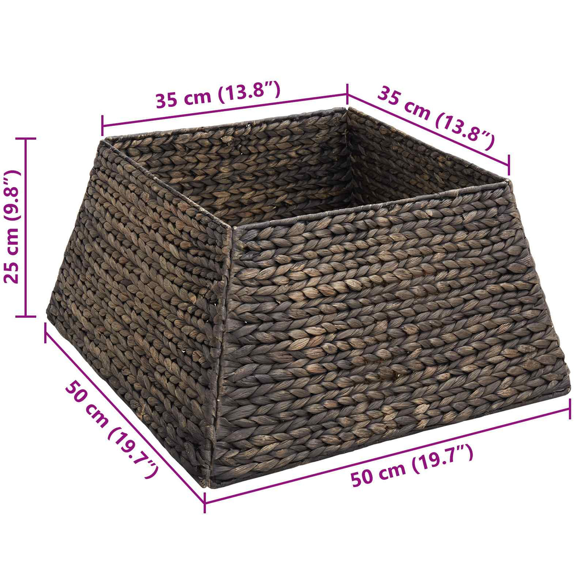 vidaXL Christmas Tree Collar Square Black 50 x 50 x 25 cm