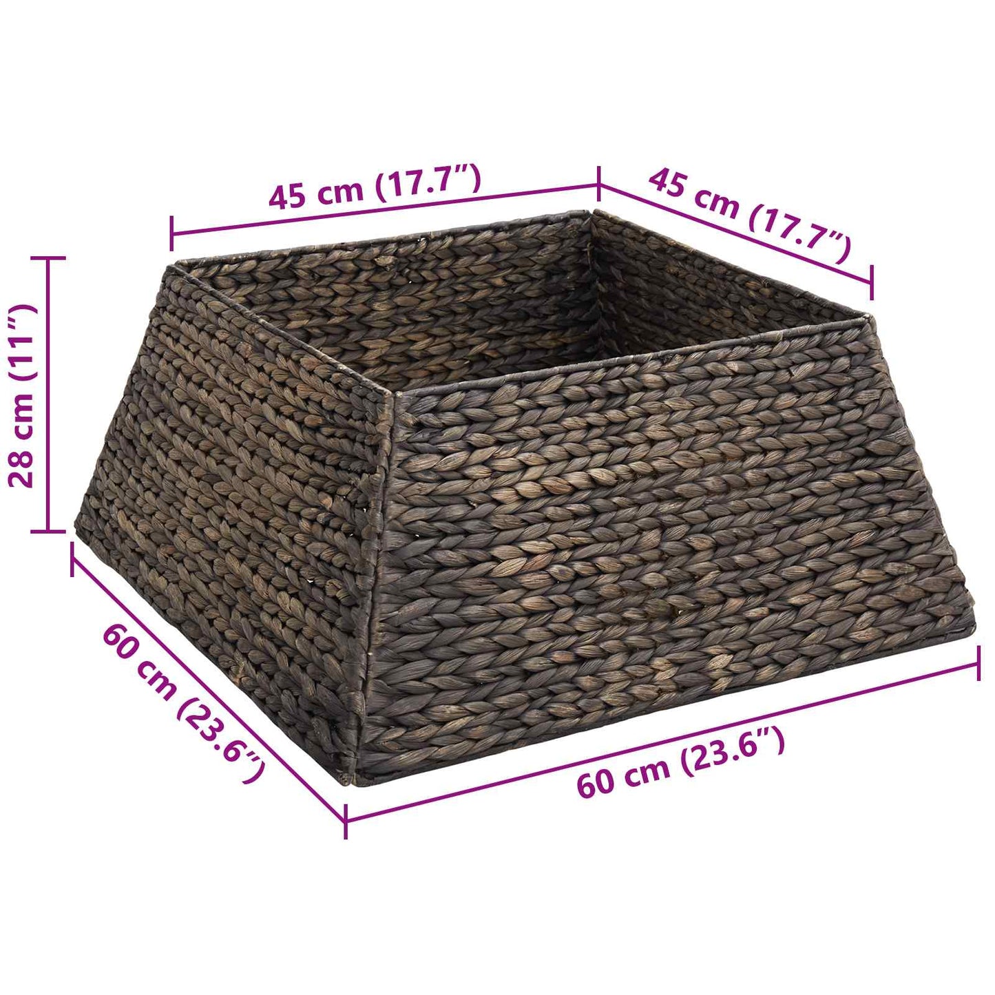 vidaXL Christmas Tree Collar Black 60 x 60 x 28 cm Water Hyacinth