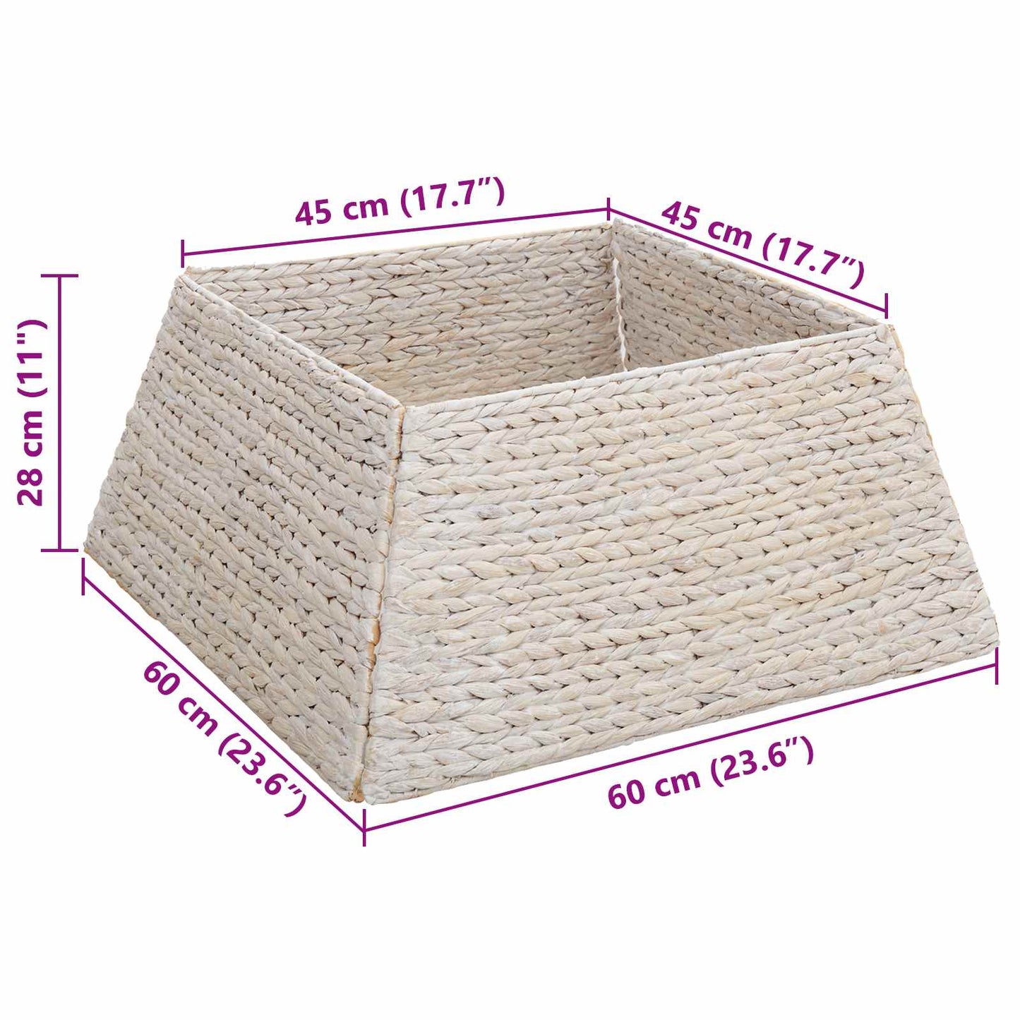 vidaXL Christmas Tree Collar White 60 x 60 x 28 cm Water Hyacinth