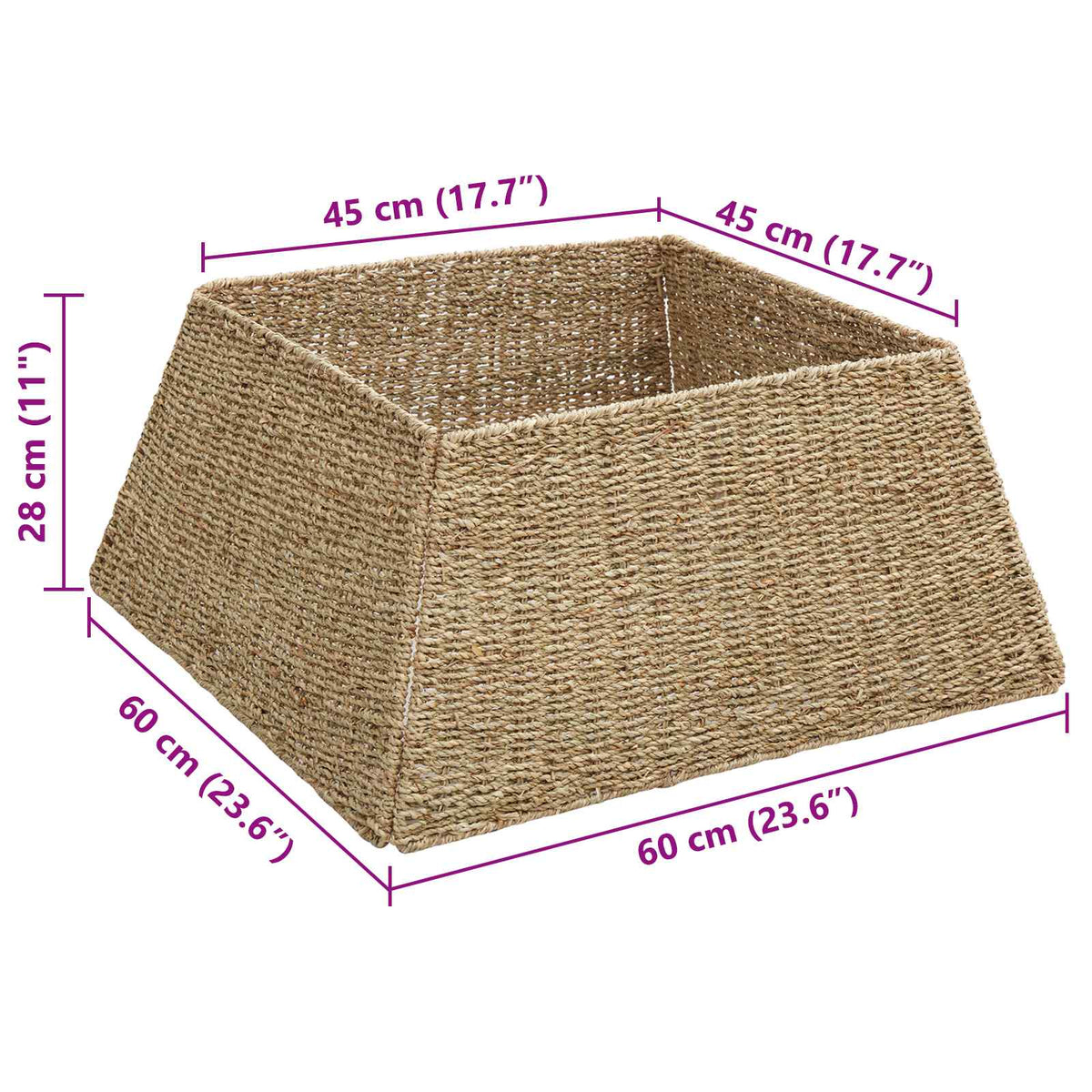 vidaXL Christmas Tree Collar Brown 60 x 60 x 28 cm Seagrass
