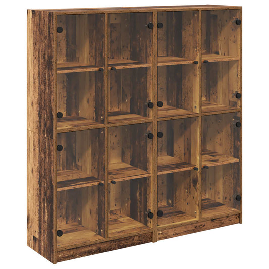 vidaXL Highboard 2 pcs Old Wood 68 x 37 x 142 cm Engineered Wood
