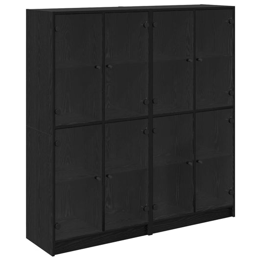 vidaXL Highboard 2 pcs Black Oak 68 x 37 x 142 cm Engineered Wood