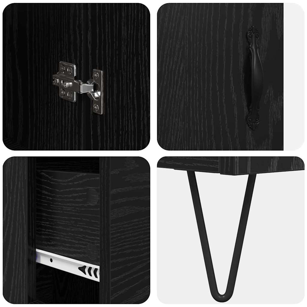 vidaXL Highboard Black Oak 69.5 x 34 x 90 cm Engineered Wood