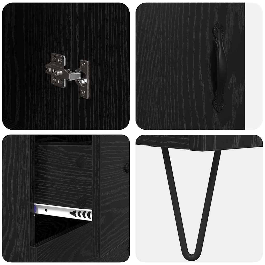vidaXL Highboard Black Oak 69.5 x 34 x 90 cm Engineered Wood