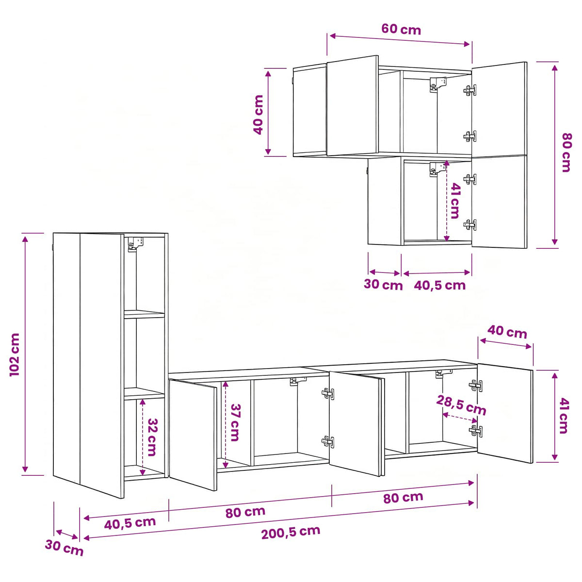 vidaXL TV Wall Unit 5 pcs Old Wood Engineered Wood
