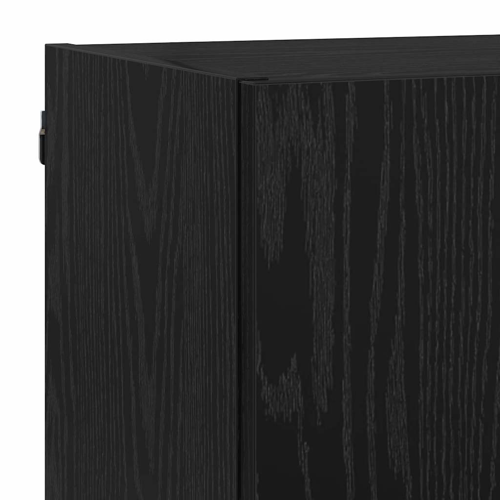 vidaXL TV Wall Units with LED Black Oak Engineered Wood