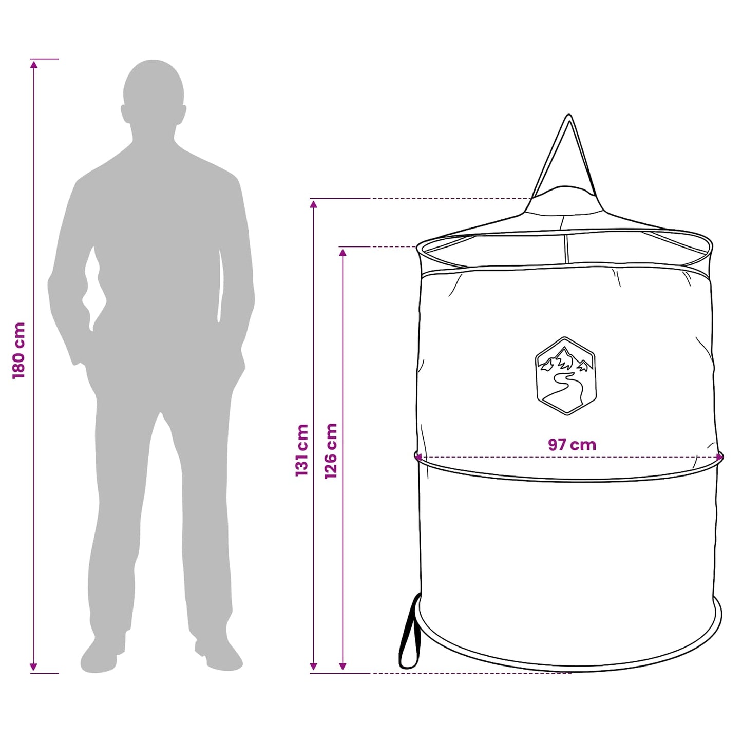 vidaXL Pop-up Toilet Tent with Hanging Rope Grey and Orange