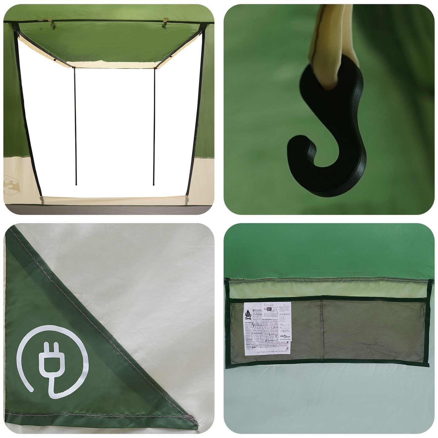 vidaXL Party Tent Green 10-Person 185T Polyester with PU Coating