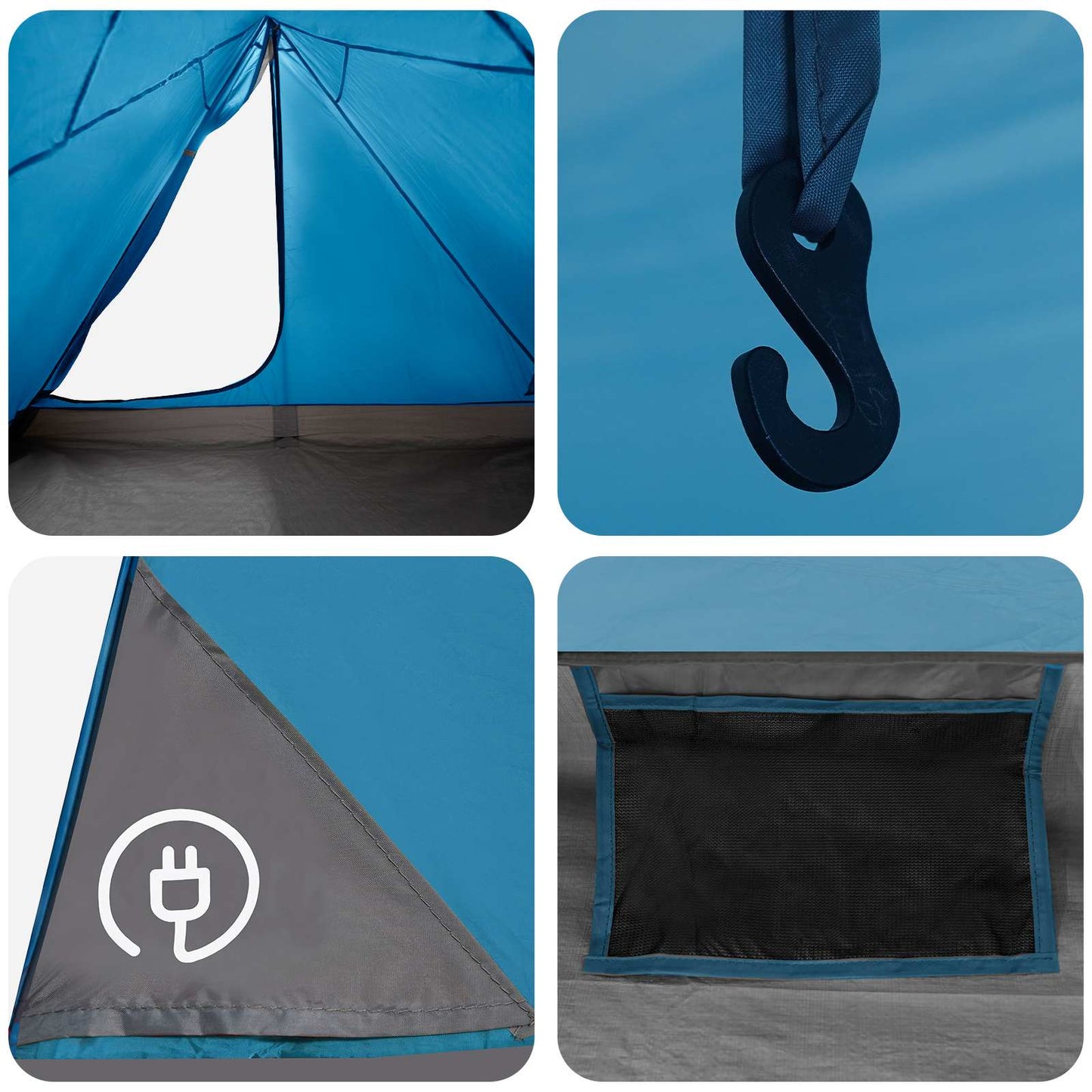 vidaXL Backpacking Tent Blue 4-Person 185T Polyester with PU Coating