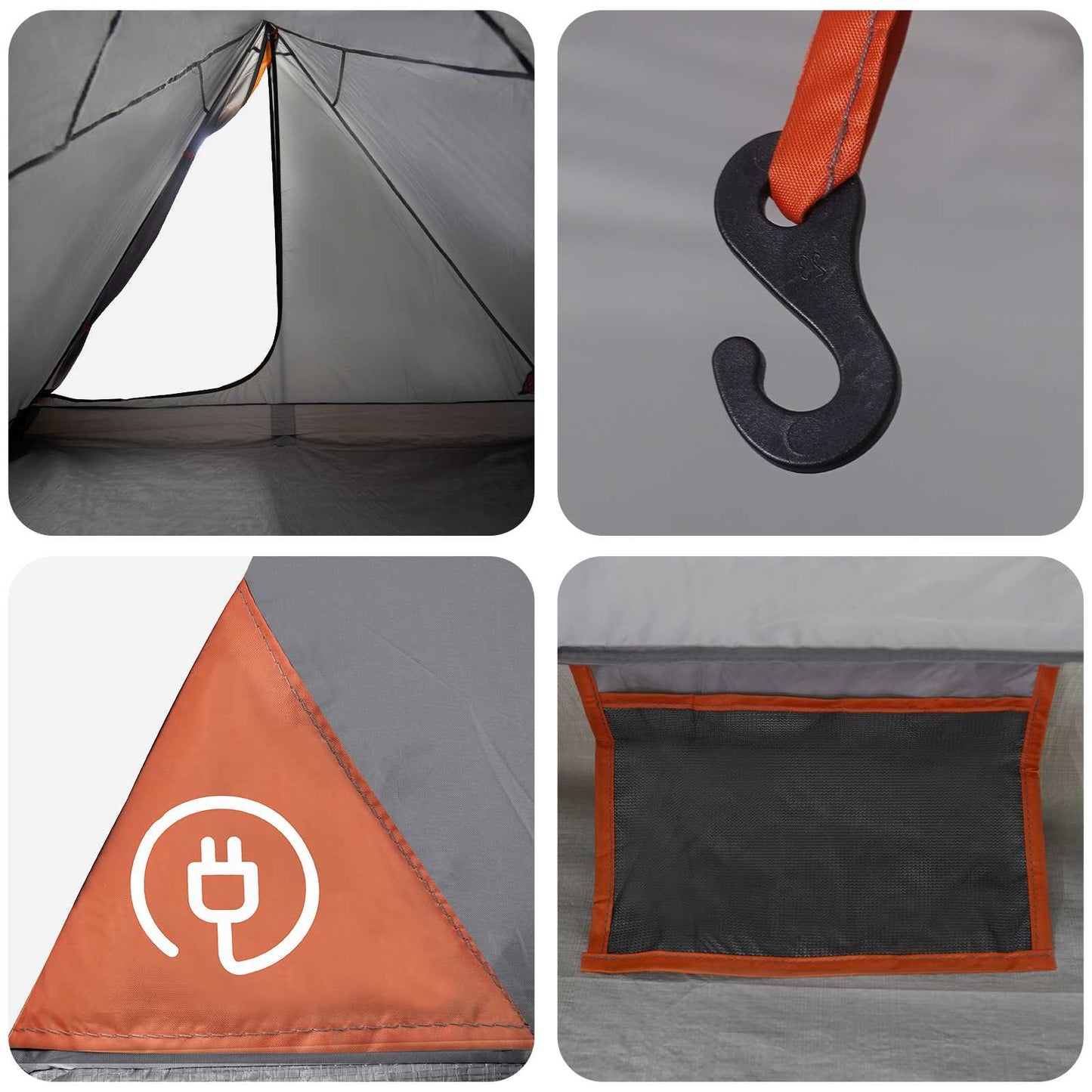 vidaXL Backpacking Tent Grey and Orange 4-Person