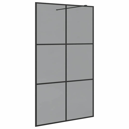 vidaXL Walk-in Shower Wall Black 115 x 195 cm Tempered Glass