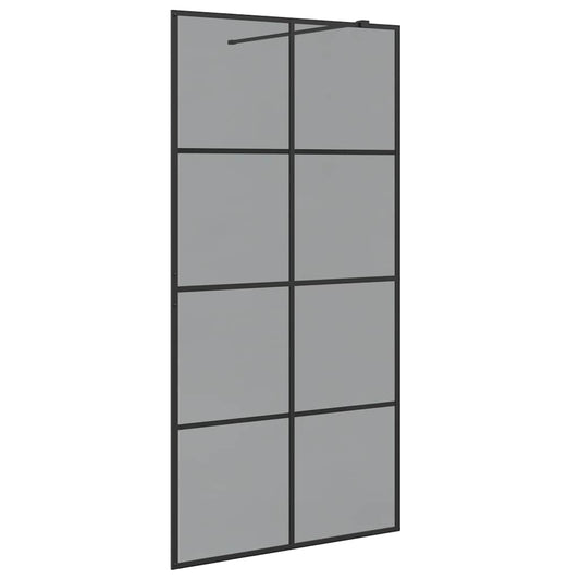 vidaXL Walk-in Shower Wall Black 100 x 195 cm Tempered Glass