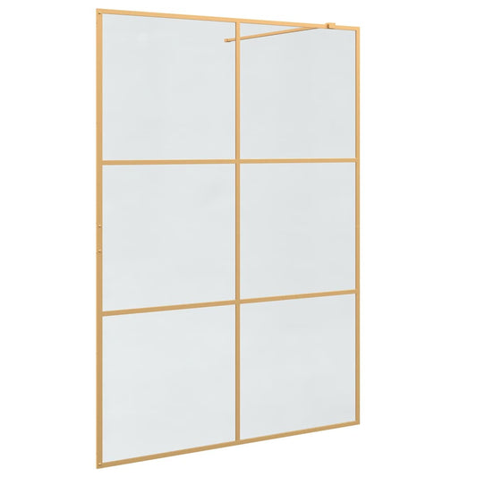 vidaXL Walk-in Shower Wall Gold 140 x 195 cm Tempered Glass