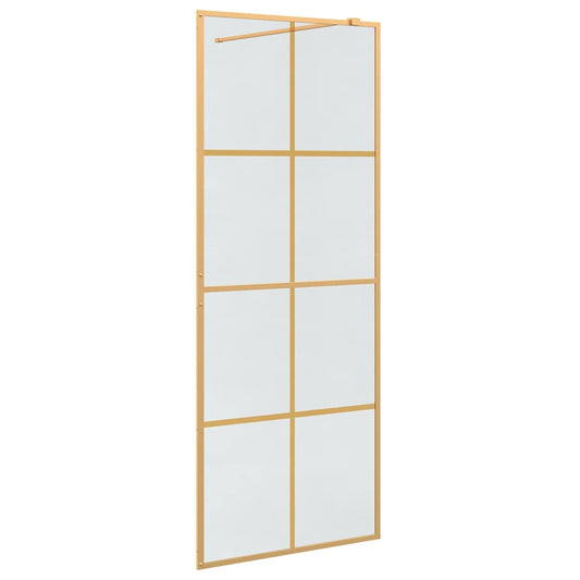 vidaXL Walk-in Shower Wall Gold 80 x 195 cm Tempered Glass