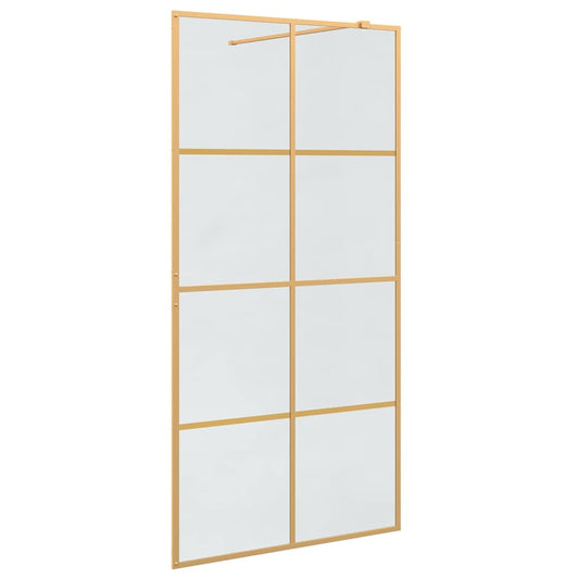 vidaXL Walk-in Shower Wall Gold 100 x 195 cm Tempered Glass