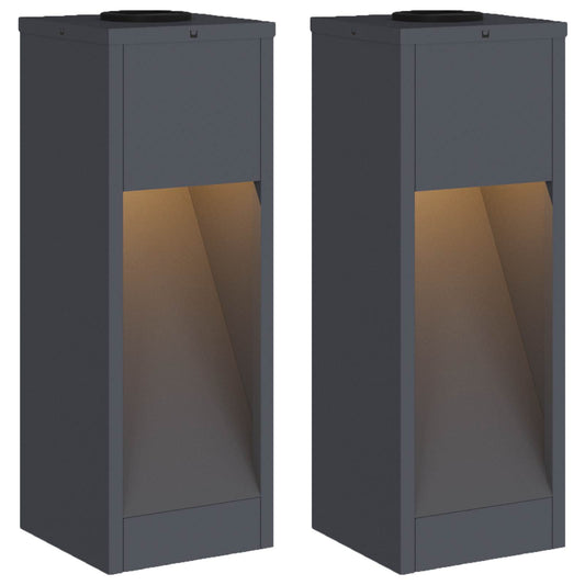vidaXL Solar Led Pathway Light 2 pcs Anthracite Cold Rolled Steel