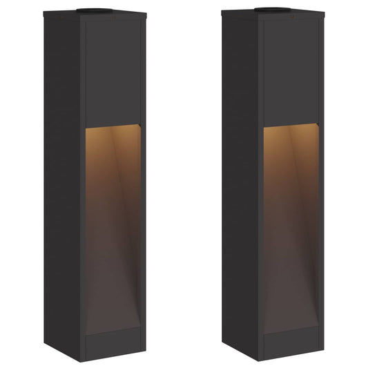 vidaXL Solar Led Pathway Light 2 pcs Black Cold Rolled Steel
