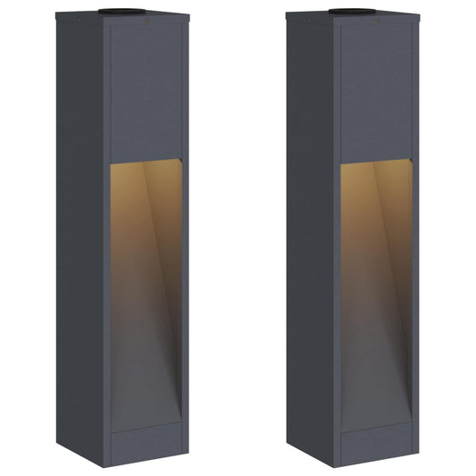vidaXL Solar Led Pathway Light 2 pcs Anthracite Cold Rolled Steel