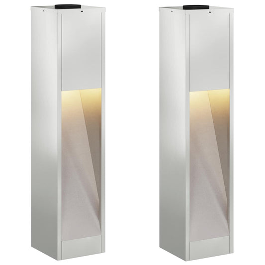 vidaXL Solar Led Pathway Light 2 pcs Silver Galvanized
