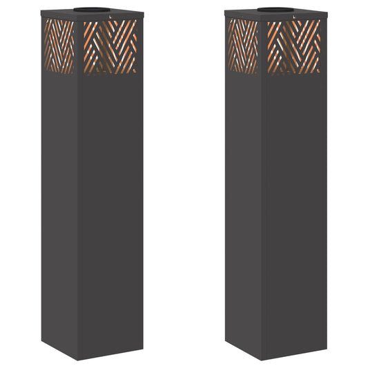 vidaXL Solar LED Pathway Light 2 pcs Black Cold Rolled Steel