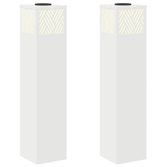 vidaXL Solar LED Pathway Light 2 pcs White Cold Rolled Steel