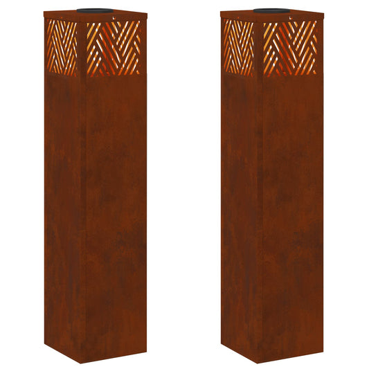 vidaXL Solar LED Pathway Light 2 pcs Bronze Weathering Steel