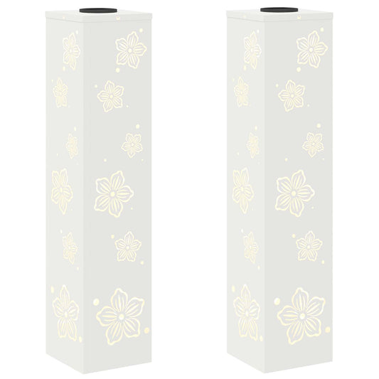 vidaXL Solar LED Pathway Light 2 pcs White Cold Rolled Steel